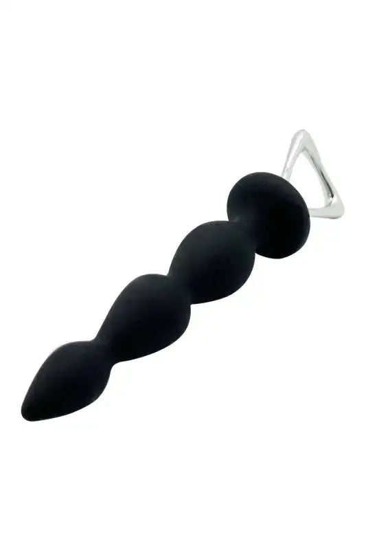 Bouchon anal en perles noires avec poignée en argent. Un Stimulateur anal de haute qualité