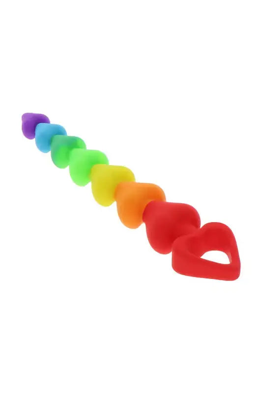 Plug chaine anale, Stimulateur anal en forme de cœur aux couleurs de l’arc-en-ciel.