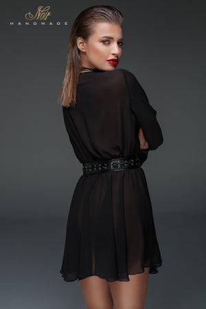 Minirobe choker en mousseline · Noir Handmade · vue 4