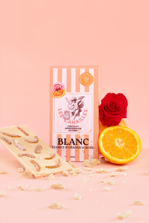 Chocolat blanc écorce d'orange et rose Tablette 100g · Les canailles · vue 2