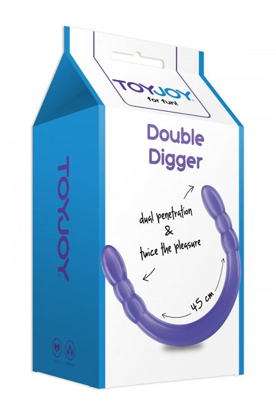 Double gode étanche nervuré Double Digger Dong violet Toy Joy enjoy