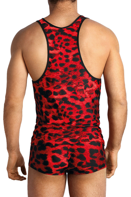 Débardeur homme motif animal rouge et noir Savage Anaïs for Men