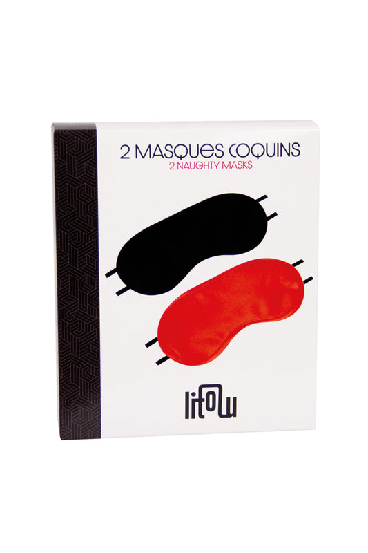 Lot de 2 bandeaux pour les yeux satinés noir et rouge Litolu