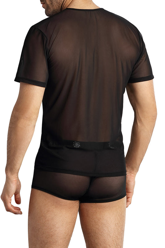 T-shirt homme tulle transparent Eros noir Anaïs for Men