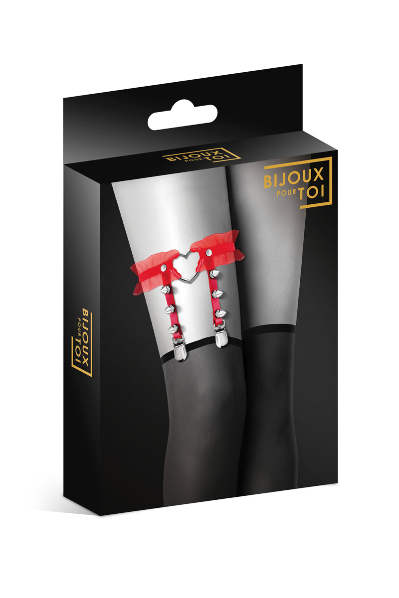 Jarretière BDSM cœur en métal et tulle rouge Bijoux pour toi