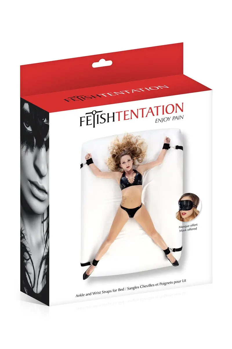 Attaches poignets chevilles bondage pour lit , sangles de lit et masque offert chez LollyDoll