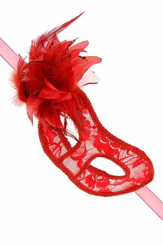 Loup semi-rigide en dentelle La Traviata rouge Maskarade