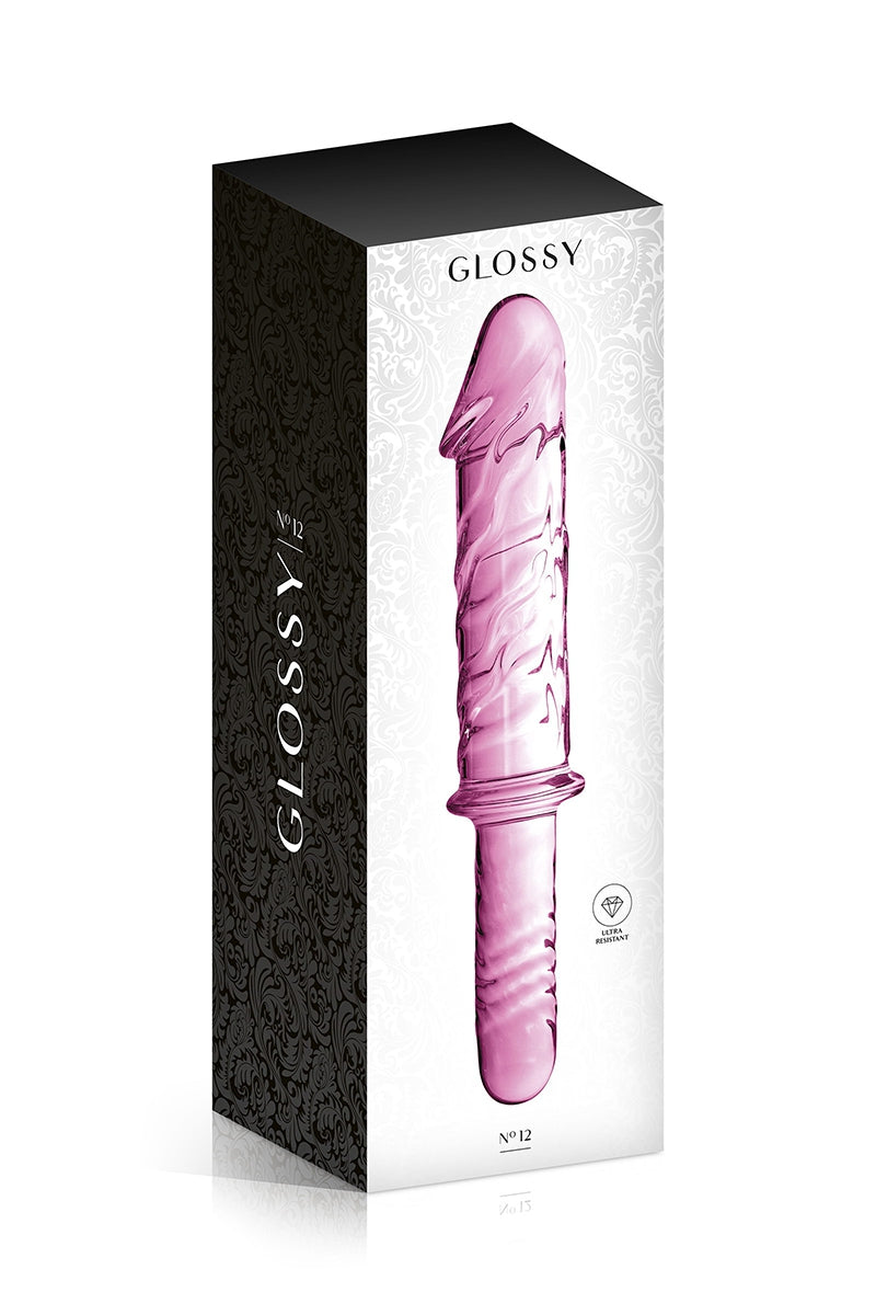 Gode en verre grand format avec poignée n°12 rose Glossy Toys