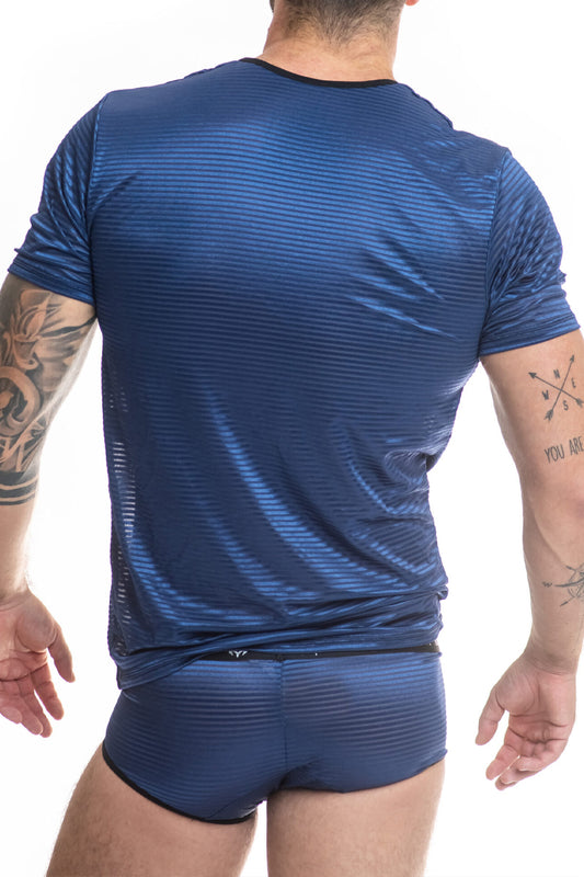 T-shirt homme rayé transparent bleu Naval Anaïs for Men