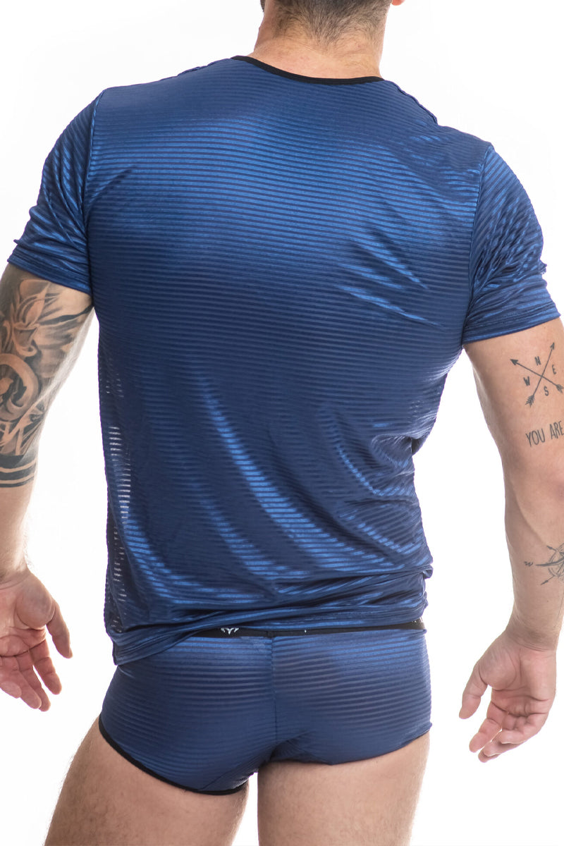 T-shirt homme rayé transparent bleu Naval Anaïs for Men