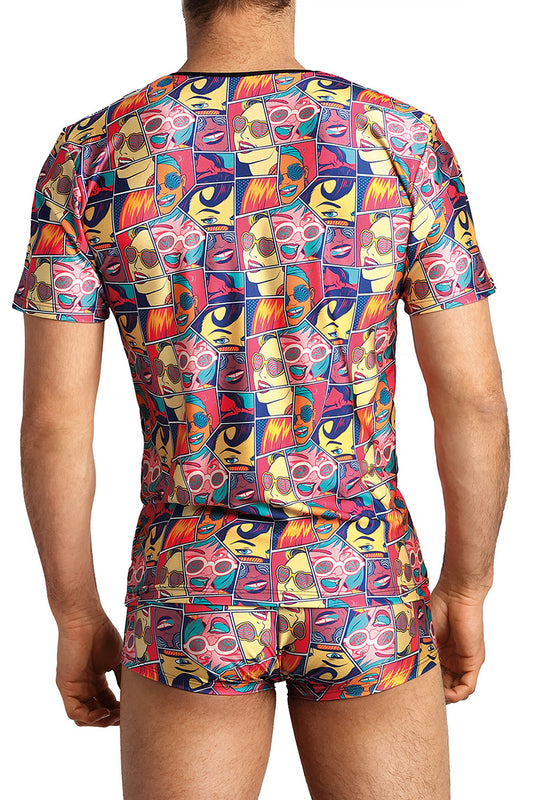 T-shirt homme imprimé pop art Comics multicolore Anaïs for Men