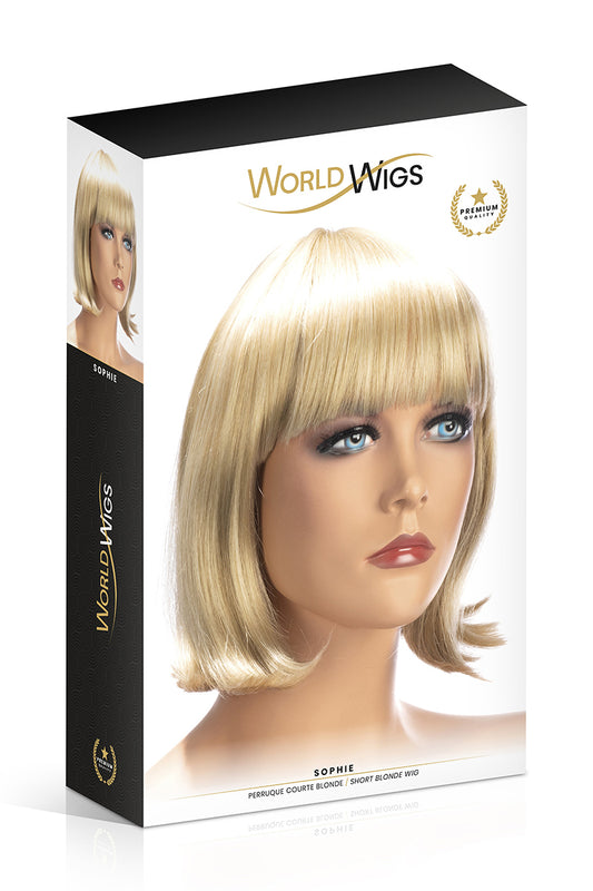 Perruque mi-longue à frange Sophie blonde World Wigs