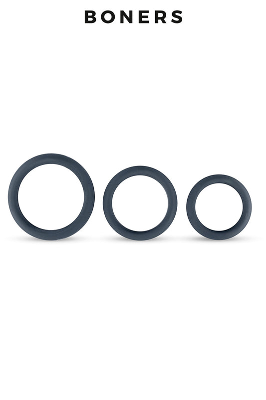 Kit de 3 cockrings larges en silicone Boners