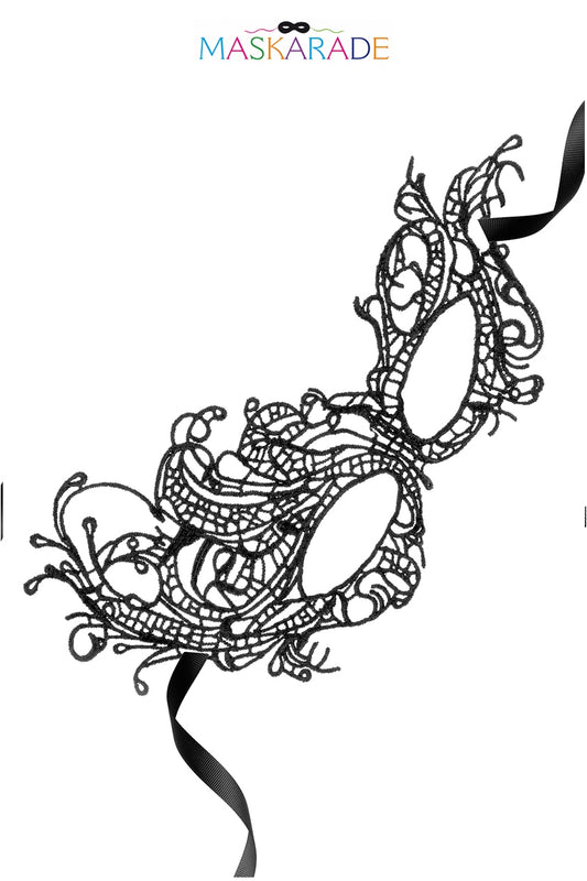 Loup brodé en dentelle souple Aurore noir Maskarade