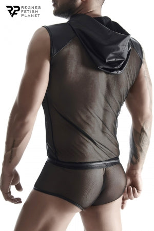 T-shirt à capuche wetlook et mesh · Regnes · vue 2