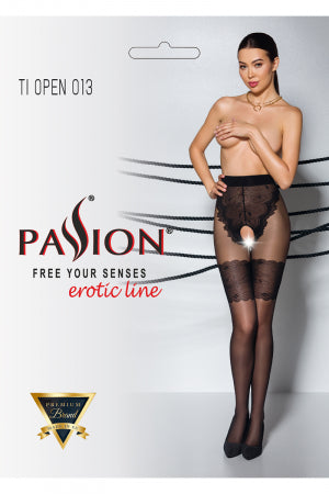 Collants ouverts 20/40 deniers noir dentelle · Passion bas et collants · vue 2