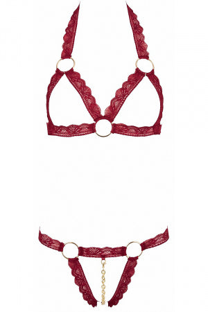 Ensemble string ouvert et seins nus bordeaux Cottelli Lingerie · Cotelli Lingerie · vue 2