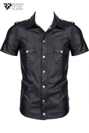 Chemise manches courtes wetlook noire Luca · Regnes · vue 2