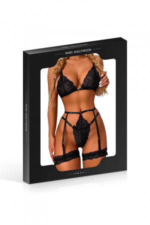Ensemble 3 pièces en dentelle noir · Paris Hollywood · vue 2