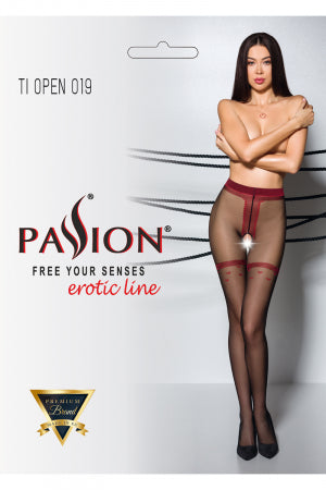 Collants ouverts 20 deniers noir/rouge · Passion bas et collants · vue 2