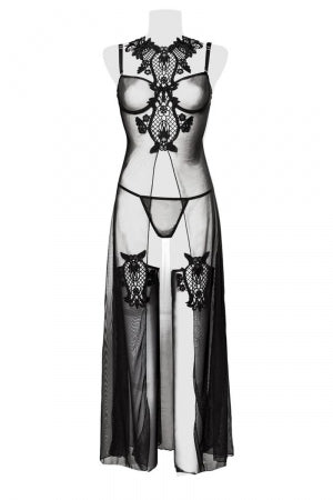 Set déshabillé tulle et dentelle 2 pièces · Grey Velvet · vue 2