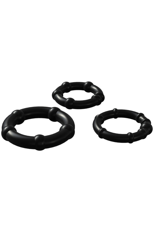 Lot de 3 cockrings extensibles noirs Babooom Wooomy