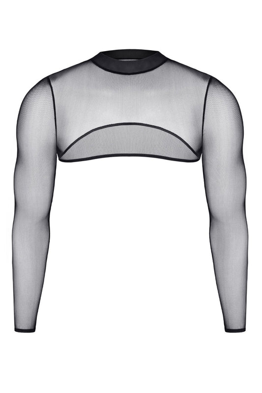 Crop top homme en tulle transparent noir Regnes