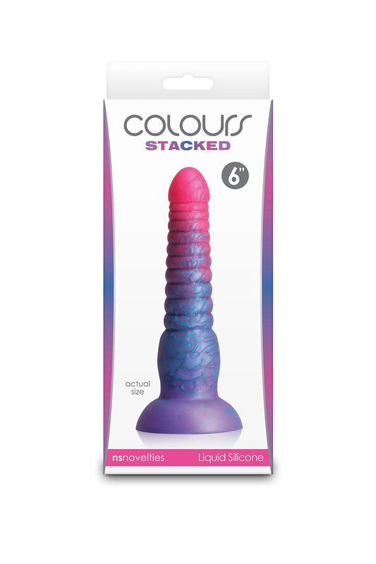Gode ventouse annelé silicone liquide Blue Stacked NS Novelties