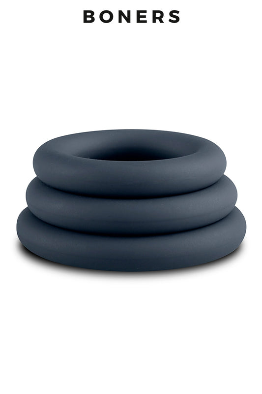 Kit de 3 cockrings en silicone extra doux Boners
