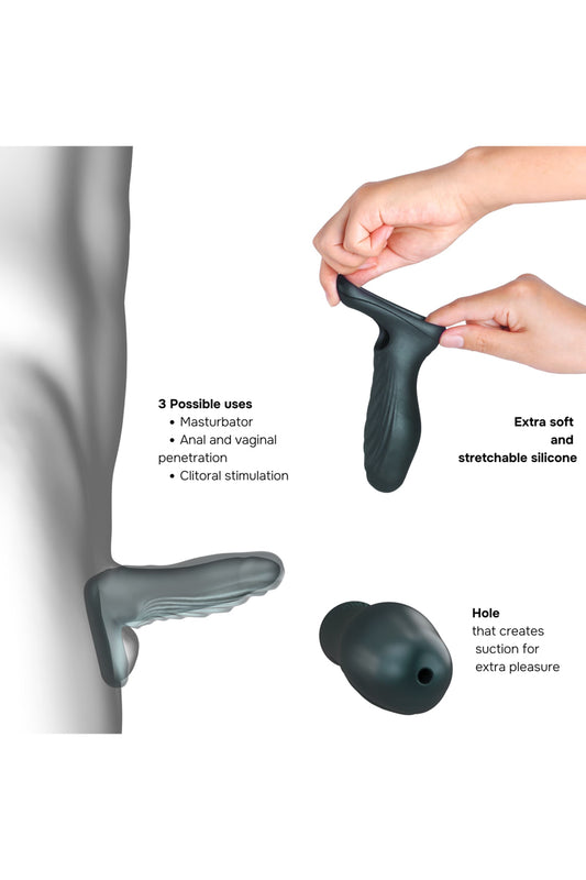 Gaine de pénis 3 en 1 silicone liquide Ryzer Pine Grey Manwan