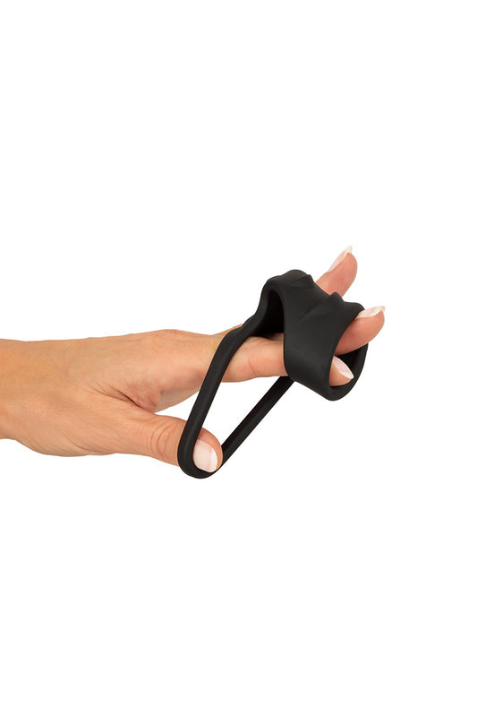 Gaine de pénis avec ball ring en silicone liquide noir Erecto