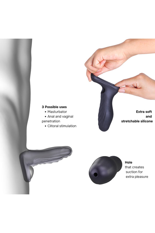 Gaine de pénis 3 en 1 silicone liquide Ryzer Black Plum Manwan