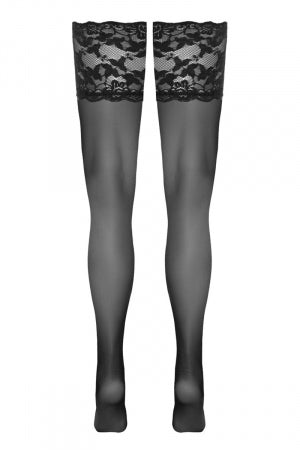 Bas autofixants large jarretière dentelle noir · Cotelli Legwear · vue 4