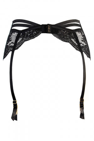 Porte-jarretelles tulle et dentelle noir · Axami · vue 4