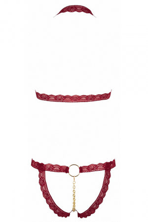 Ensemble string ouvert et seins nus bordeaux Cottelli Lingerie · Cotelli Lingerie · vue 4