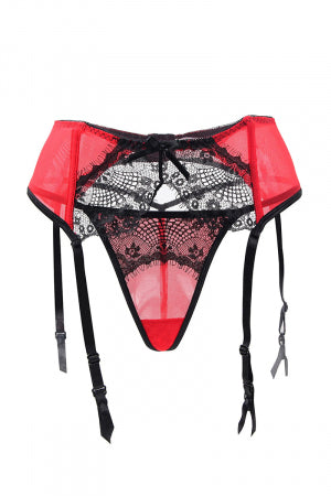 Porte-jarretelles rouge et noir grande taille · Paris Hollywood · vue 4