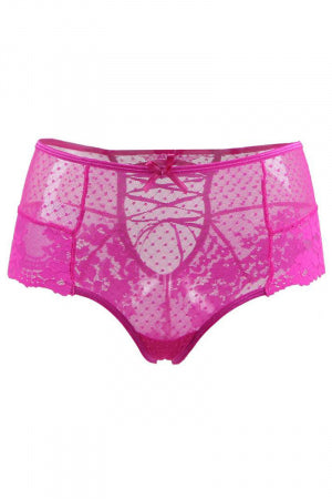 Tanga lacé dentelle taille haute Rose · Litolu Lingerie · vue 4