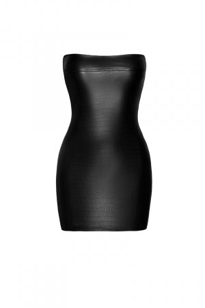 Mini robe bustier Wild wetlook effet croco · Noir Handmade · vue 4