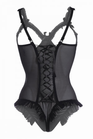 Body wetlook ouvert noir Mistique Christine · Christine · vue 4