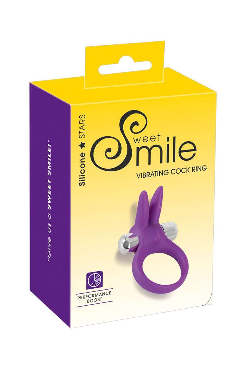 Cockring vibrant rabbit en silicone soyeux Sweet Smile