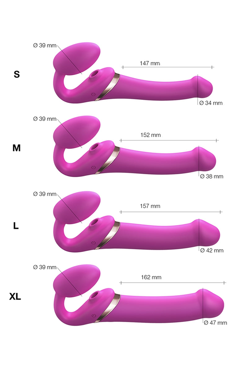 Gode-ceinture vibrant à langue Multi Orgasm fuchsia Strap-on-Me