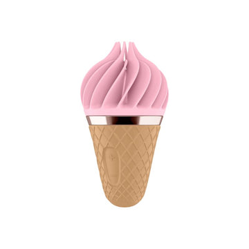 Stimulateur clitoridien Sweet Treat rose de Satisfyer, un accessoire intime au design ludique inspiré d’un cornet glacé. Compact, puissant et élégant, il offre une stimulation ciblée grâce à ses 10 modes de rotation disponible chez LollyDoll