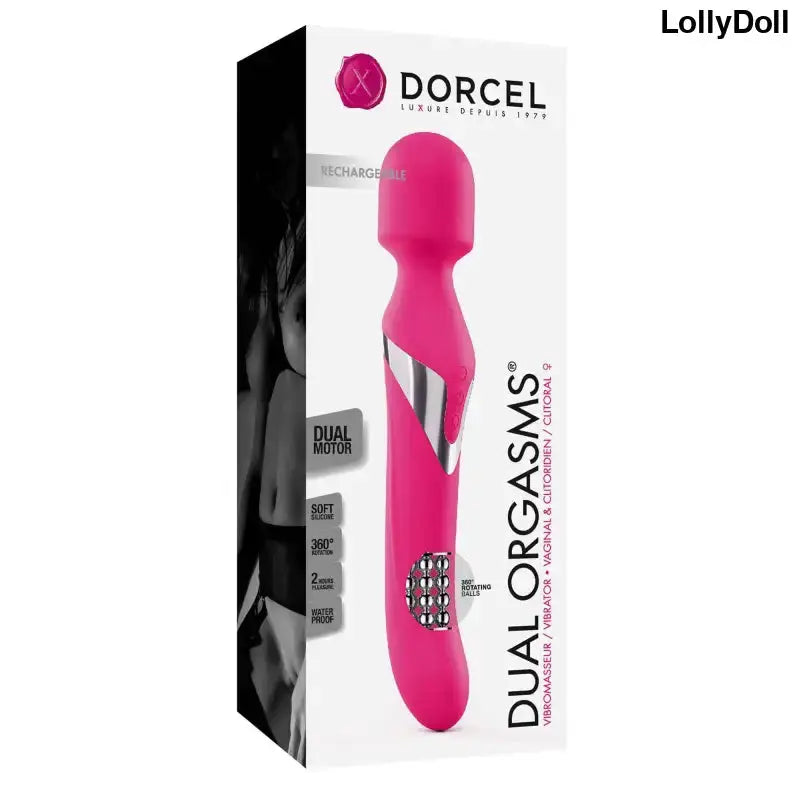 Vibromasseur Dual Orgasms - Magenta de Dorcel, offre plaisir double avec un design élégant et rechargeable.
