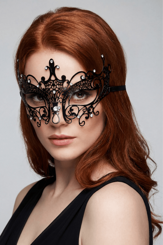 Masque vénitien rigide à strass Lucia noir Be Lily