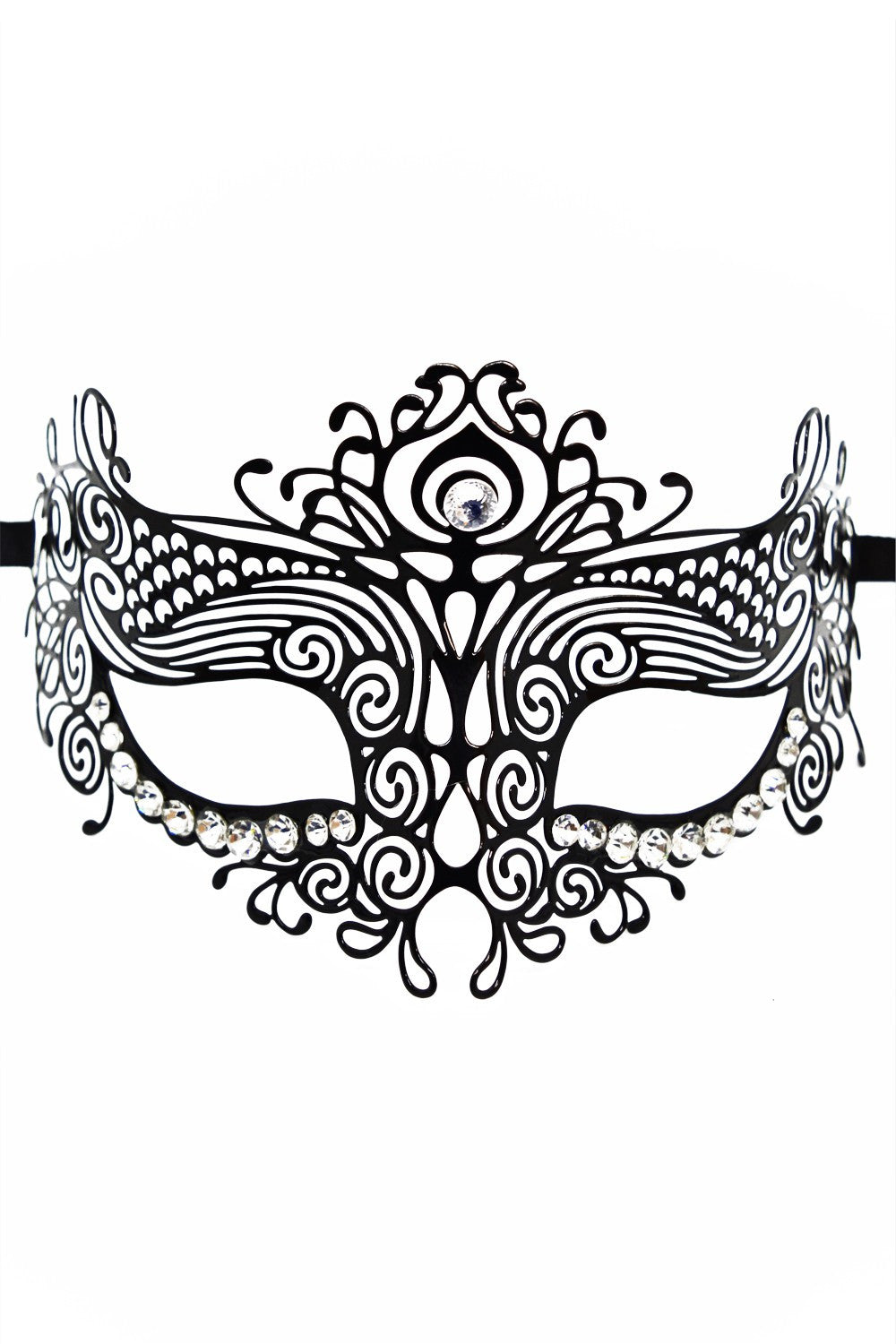Masque vénitien rigide à strass Ornella noir Be Lily