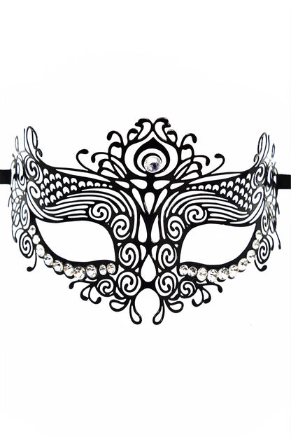 Masque vénitien rigide à strass Ornella noir Be Lily