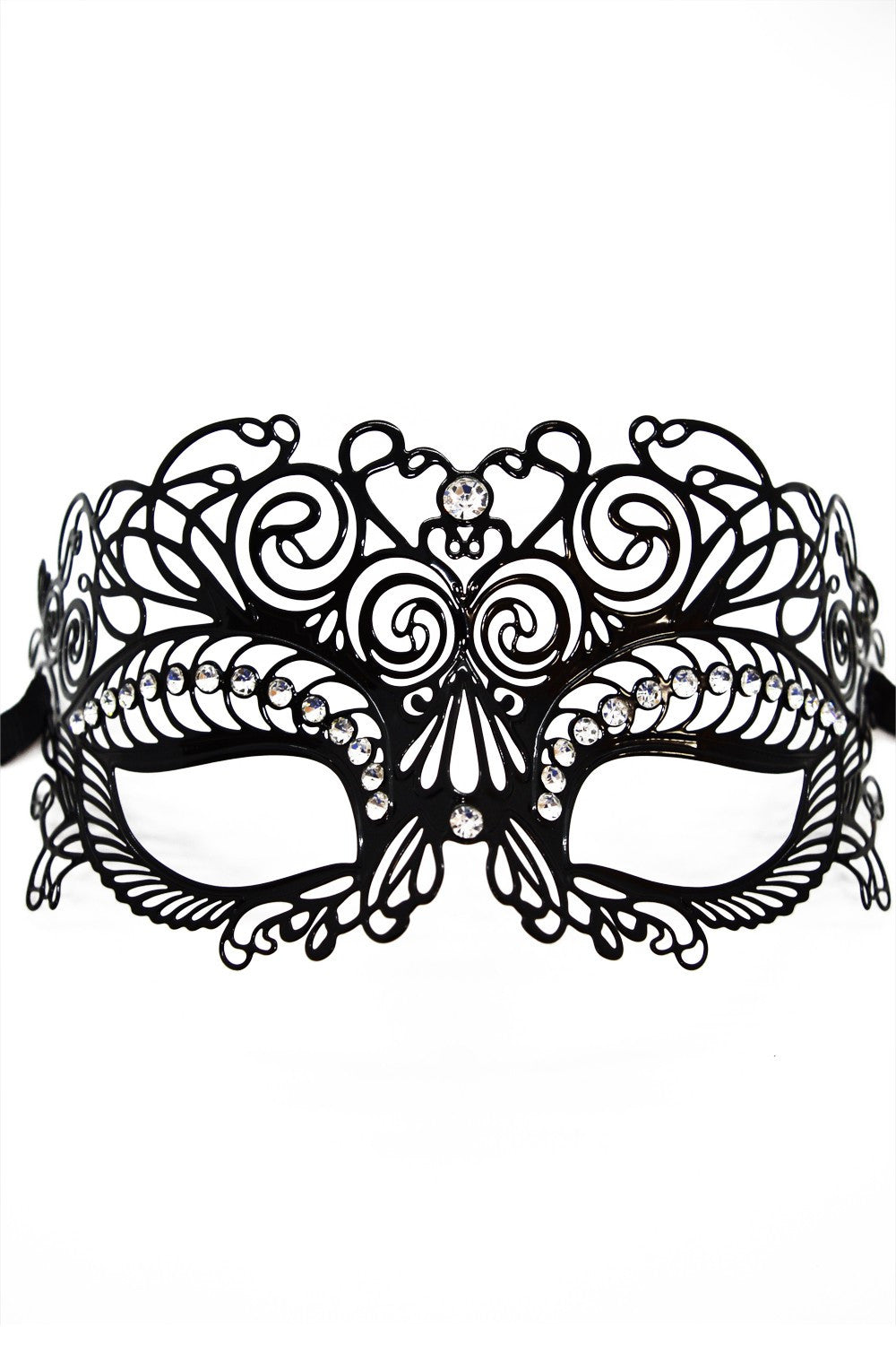 Masque vénitien rigide à strass Giulia noir Be Lily