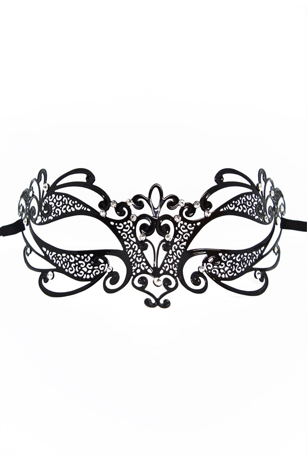 Masque vénitien rigide à strass Gaia noir Be Lily