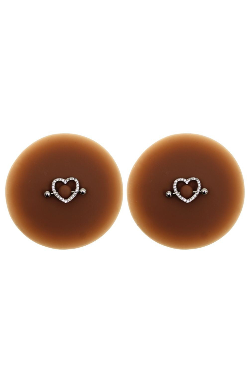 Paire de cache-tétons piercing barre coeur faux diamant peau foncée · Be Lily Accessories