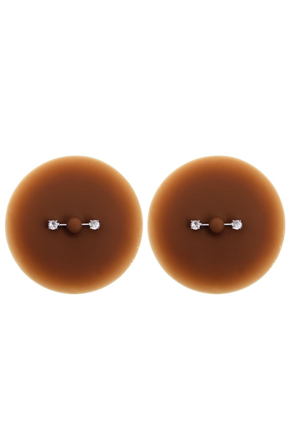 Paire de cache-tétons piercing barre faux diamant peau foncée · Be Lily Accessories